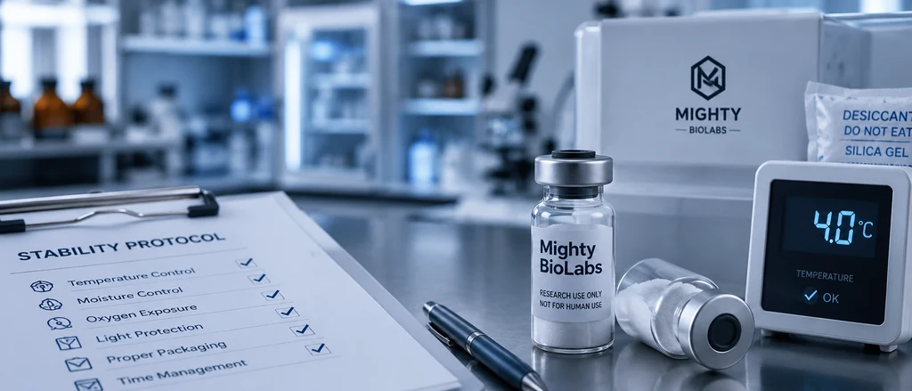 Peptide vials under monitored stability conditions